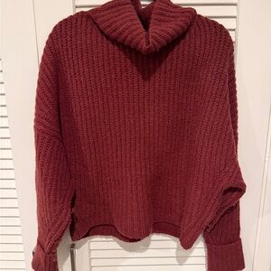 Anthropologie Burgundy Cowl Neck Sweater